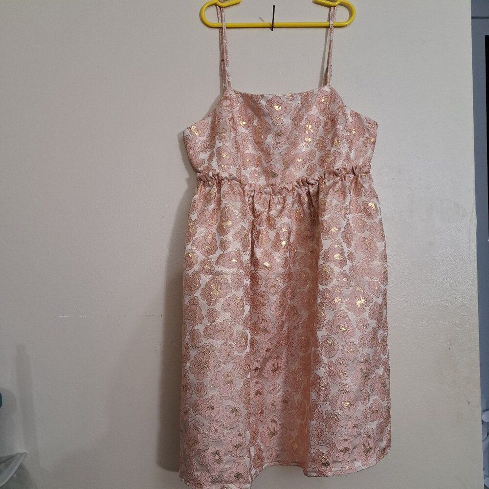 Trixxi NWT Large Juniors pink flower and gold Party Dress
